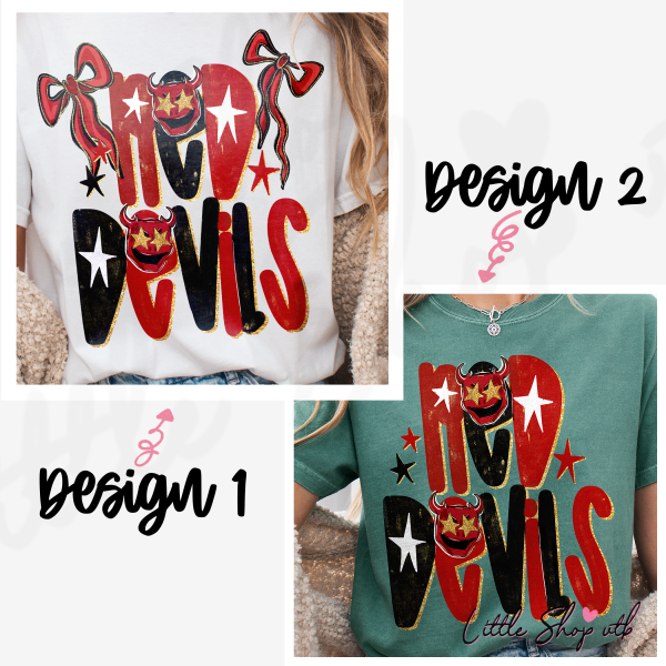Red Devils Mascot Shirt Comfort Colors Football TShirt, Football Mom Game Day Tee 1343 - Image 2