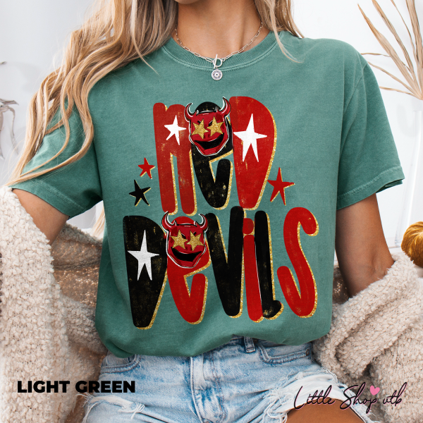 Red Devils Mascot Shirt Comfort Colors Football TShirt, Football Mom Game Day Tee 1343 - Image 3