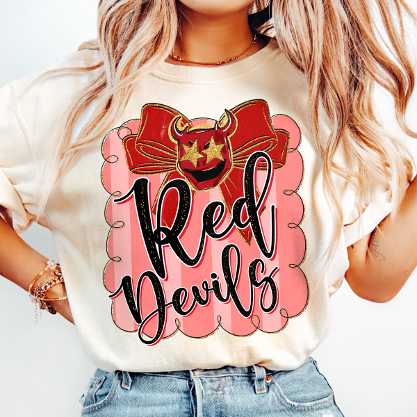 Red Devils Mascot Shirt Comfort Colors Football TShirt, Football Mom Game Day Tee - Image 5