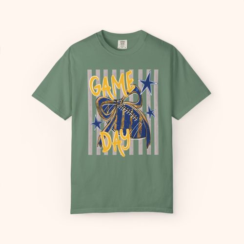 Custom Mascot Shirt Comfort Colors Faux Glitter, School Spirit Striped Shirt, Game Day Tee, (Football Ball Design Bow) - Image 7