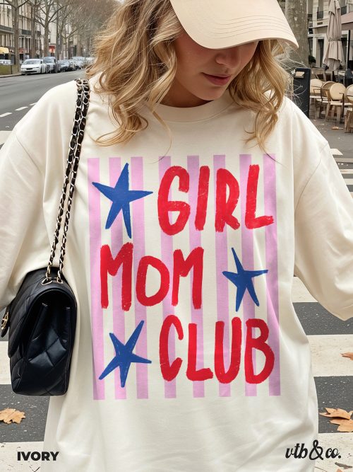 20260727090609-1f1899a6-874d-64dc-bfc0-0e153ec3e59c.jpg Girl Moms Club Shirt, Comfort Colors Shirt, Girl Mom Tee, Retro Mama Shirt, Mother's Day Gift, Cute Mom Graphic Tee - Image 1