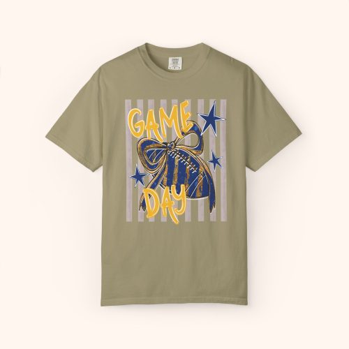 Custom Mascot Shirt Comfort Colors Faux Glitter, School Spirit Striped Shirt, Game Day Tee, (Football Ball Design Bow) - Image 12