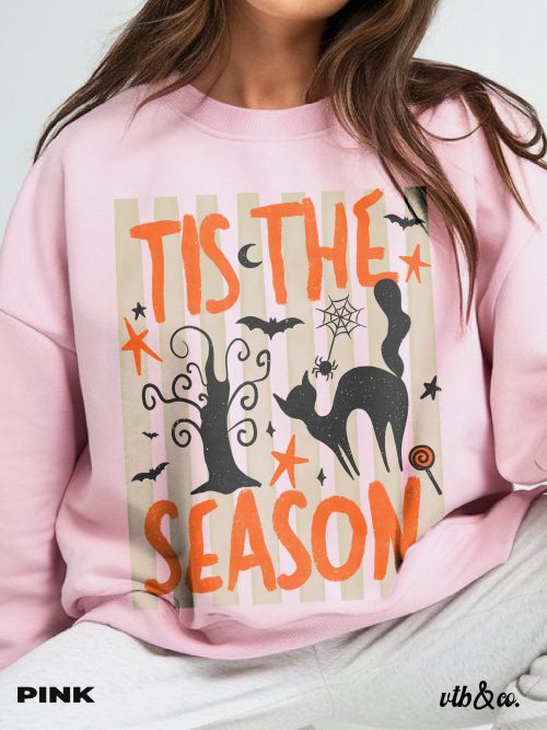 Tis the Season Halloween Sweatshirt, Crewneck Sweatshirt, Spooky Season Crewneck, Gildan Halloween Sweatshirt, Retro Fall Pullover - Image 1