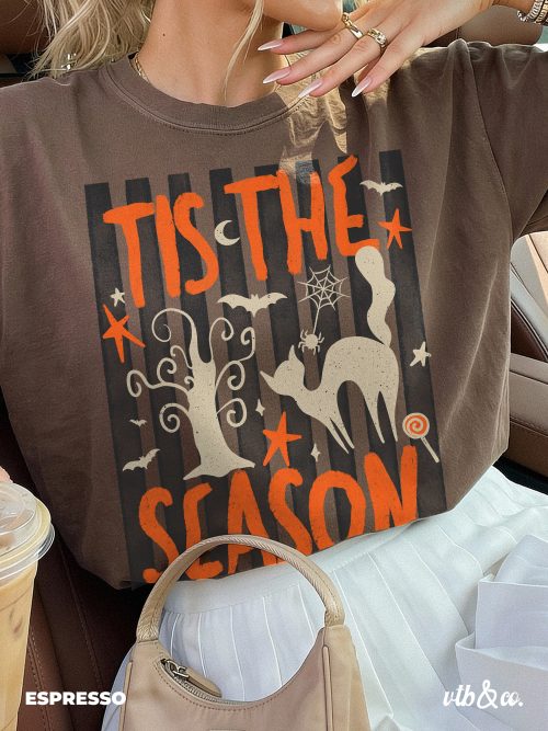 Tis the Season Halloween Shirt, Retro Halloween Tee, Comfort Colors Shirt - Image 6