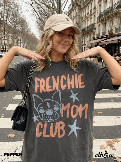 Frenchie Mom Club Shirt, Comfort Colors Tee, French Bulldog Mom Shirt, Dog Mom Graphic Tee, Retro Pet Lover Shirt, Frenchie Gift - Image 4