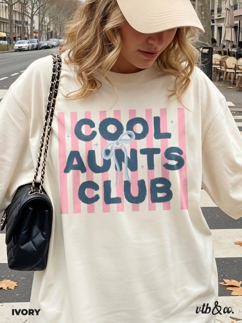 Comfort Colors® Aunts Club T-Shirt Coquette Stripes Aunt Design - Image 2