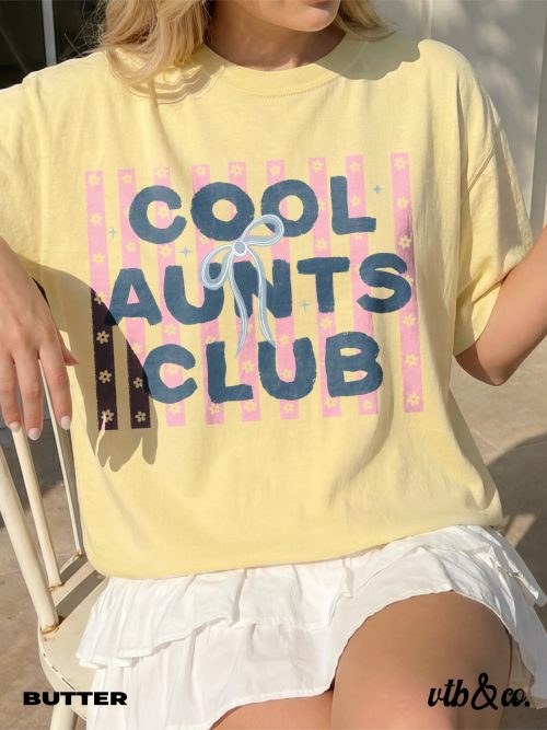 Comfort Colors® Aunts Club T-Shirt Coquette Stripes Aunt Design - Image 5
