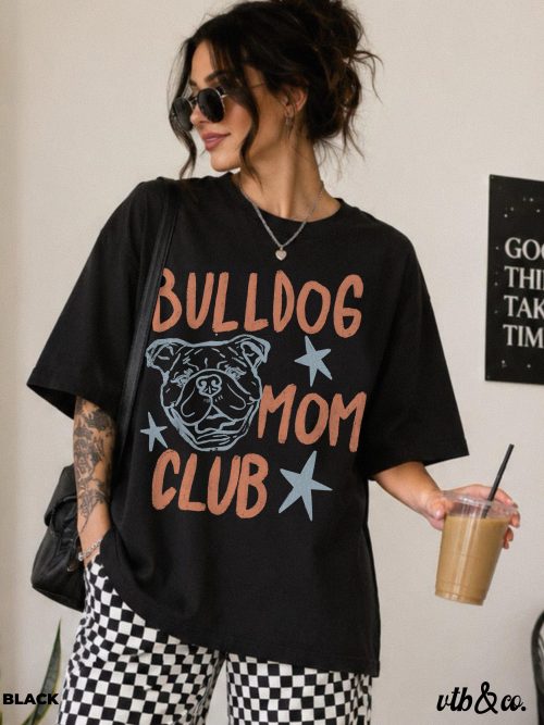 Bulldog Mom Club Shirt, Comfort Colors Tee, Bulldog Mom Shirt, Dog Mom Graphic Tee, Retro Pet Lover Shirt - Image 3
