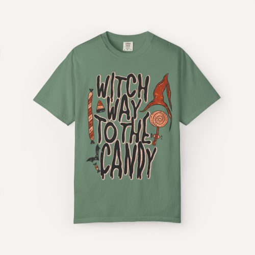 Retro Halloween Shirt Funny Witch Halloween Shirt, Witch Way to the Candy Tee, Vintage Halloween T Shirt, Spooky Candy Shirt - Image 11