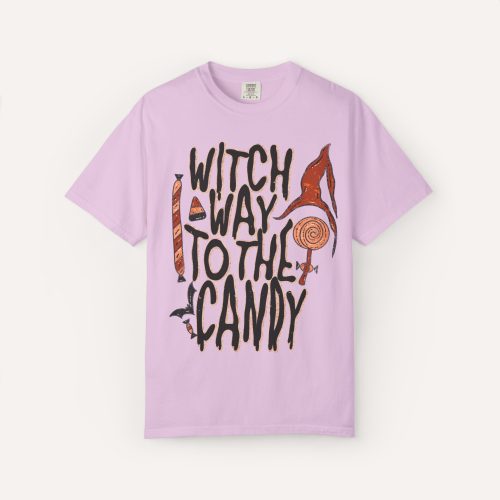 Retro Halloween Shirt Funny Witch Halloween Shirt, Witch Way to the Candy Tee, Vintage Halloween T Shirt, Spooky Candy Shirt - Image 12