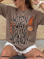 Retro Halloween Shirt Funny Witch Halloween Shirt, Witch Way to the Candy Tee, Vintage Halloween T Shirt, Spooky Candy Shirt - Image 7