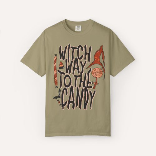 Retro Halloween Shirt Funny Witch Halloween Shirt, Witch Way to the Candy Tee, Vintage Halloween T Shirt, Spooky Candy Shirt - Image 8